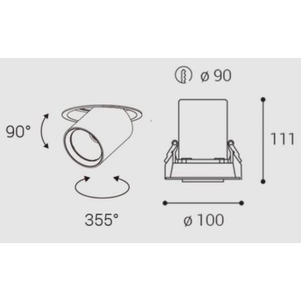 LED2 - LED ugradni spot HIDE LED/20W/230V CRI 90 crna
