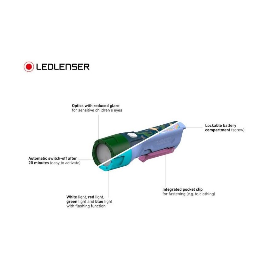 Ledlenser KIDBEAM4 DINO - LED prigušiva dečja baterijska lampa LED/2xAAA IP44 zelena