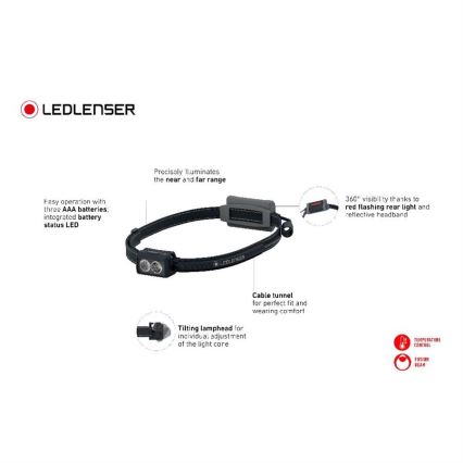 Ledlenser NEO3 - LED prigušiva čelna lampa LED/3xAAA IP54 400 lm 20 h crna
