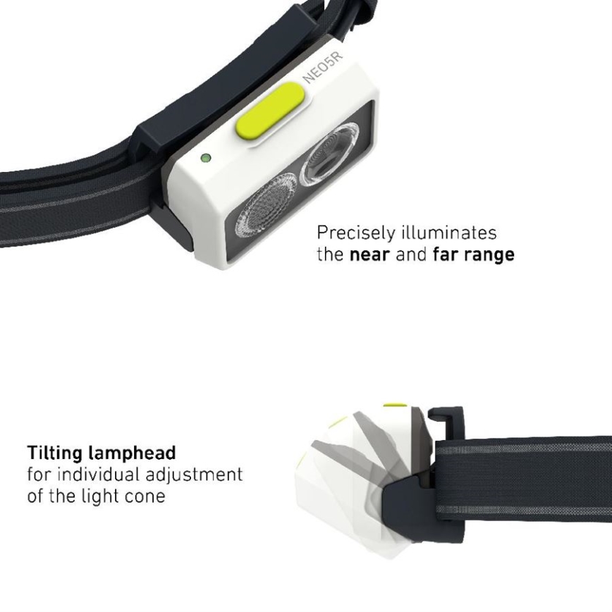 Ledlenser NEO5R - prigušiva punjiva LED čelna lampa, 1800 mAh, IP54, 600 lm, 35 h, crna/bela