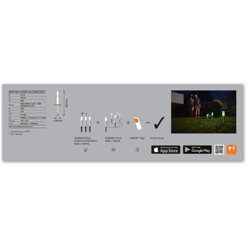 Ledvance - Komplet 3x LED RGBW, set za proširenje za spoljašnju lampu SMART+ MINI 3xLED/3,1W/230V IP65 Wi-Fi