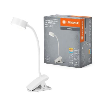 Ledvance - LED prigušiva dodirna stona lampa sa štipaljkom CYLINDER LED/4,8W/5V 3000-6500K bela