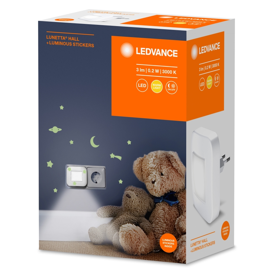 Ledvance - LED Noćno svetlo sa senzorom sumraka LUNETTA LED/0,2W/230V