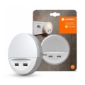Ledvance - LED noćno svetlo za utičnicu sa senzorom LUNETTA 2xUSB LED/13W/230V