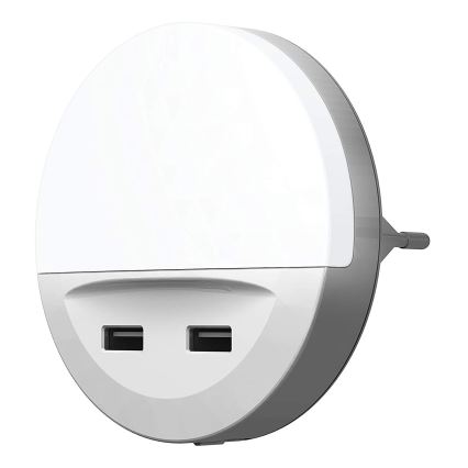Ledvance - LED noćno svetlo za utičnicu sa senzorom LUNETTA 2xUSB LED/13W/230V