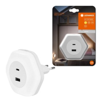Ledvance - LED orijentaciono svetlo za utičnicu sa USB LUNETTA LED/15W/230V