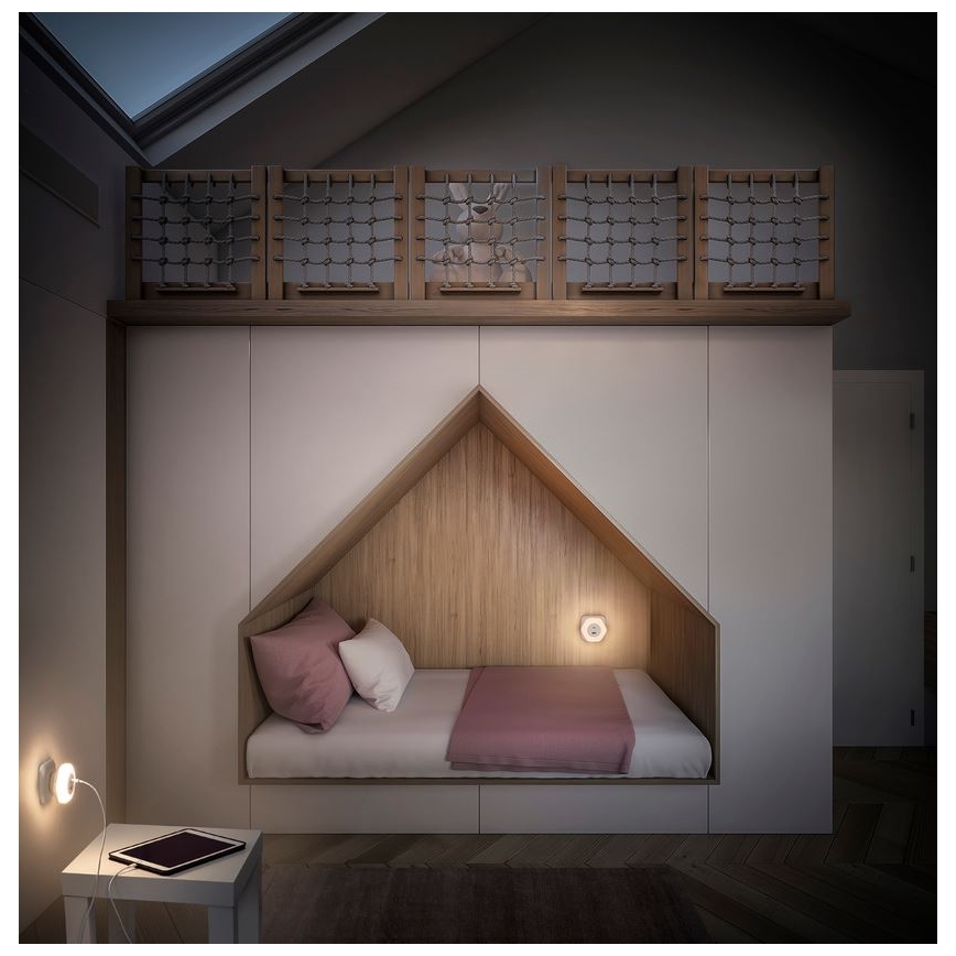 Ledvance - LED orijentaciono svetlo za utičnicu sa USB LUNETTA LED/15W/230V