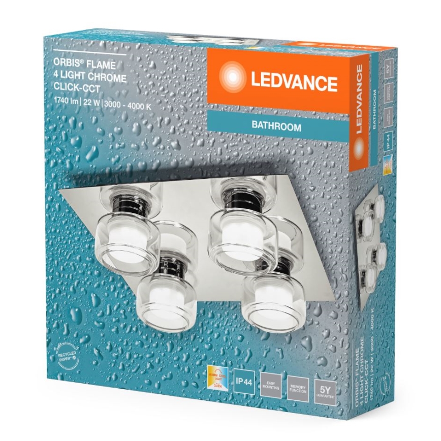 Ledvance - LED plafonsko svetlo za kupatilo ORBIS FLAME 4xLED/5,5W/230V 3000/4000K IP44 sjajni hrom
