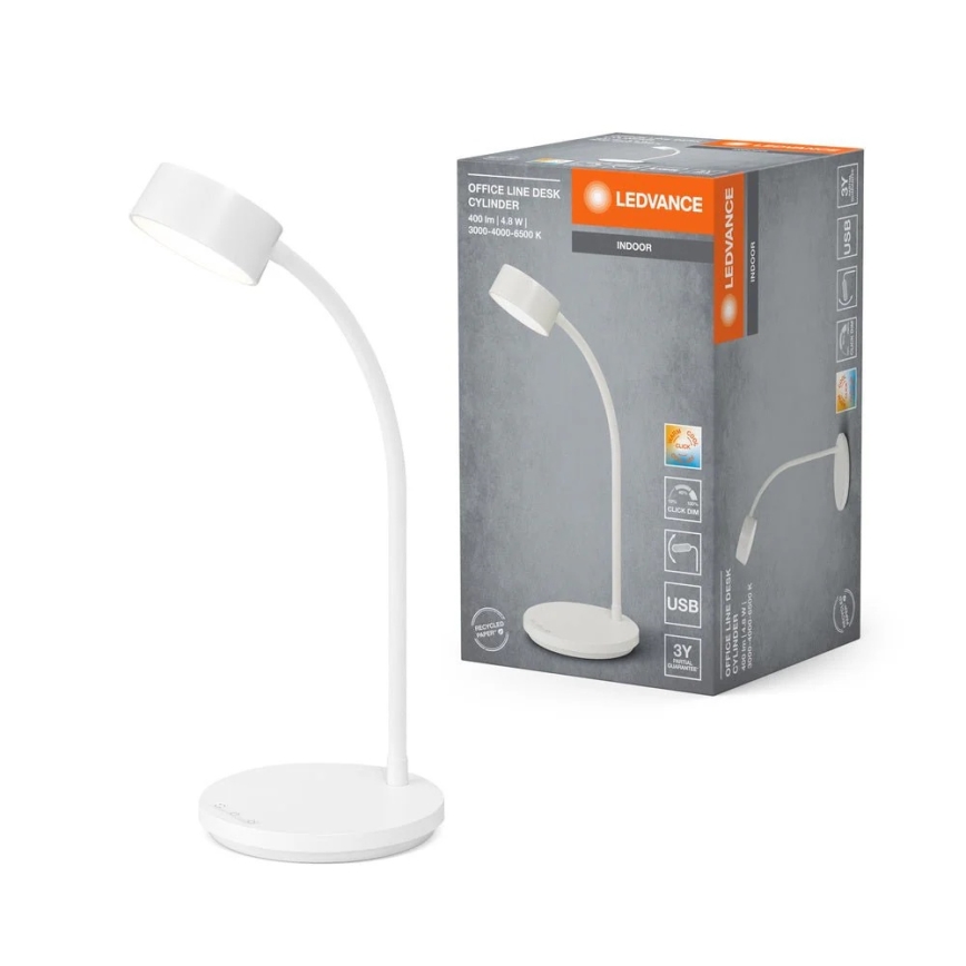 Ledvance - LED prigušiva dodirna stona lampa OFFICE LED/4,8W/5V 3000-6500K bela