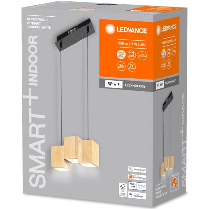 Ledvance - LED prigušiva luster na sajli DECOR WOOD 3xLED/7W/230V Wi-Fi
