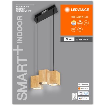 Ledvance - LED prigušiva luster na sajli DECOR WOOD 3xLED/7W/230V Wi-Fi