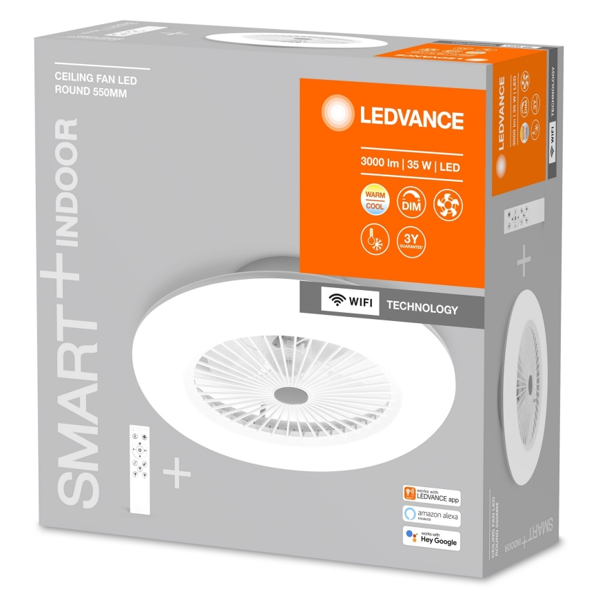 Ledvance - LED prigušiva plafonska svetiljka sa ventilatorom SMART+ LED/35W/230V Wi-Fi 3000-6500K + daljinski upravljač