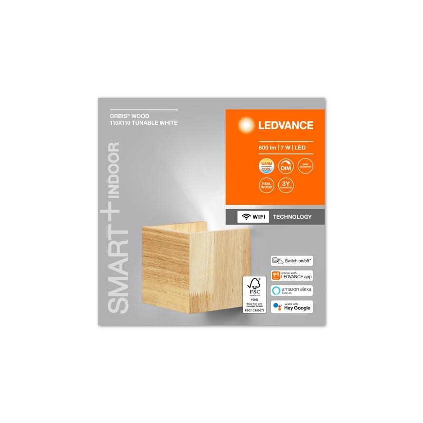 Ledvance - LED prigušiva zidna svetiljka SMART+ WOOD LED/7W/230V 3000-6500K Wi-Fi
