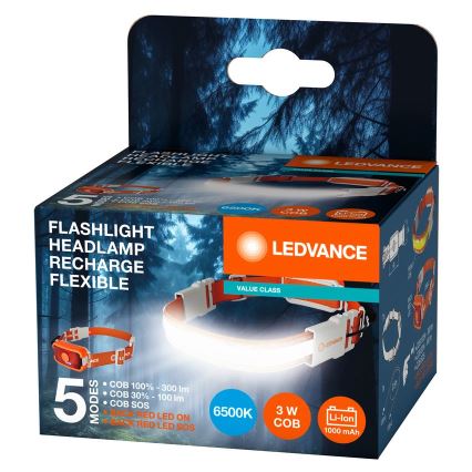 Ledvance - LED punjiva čelovka FLASHLIGHT LED/3W/5V 1000 mAh
