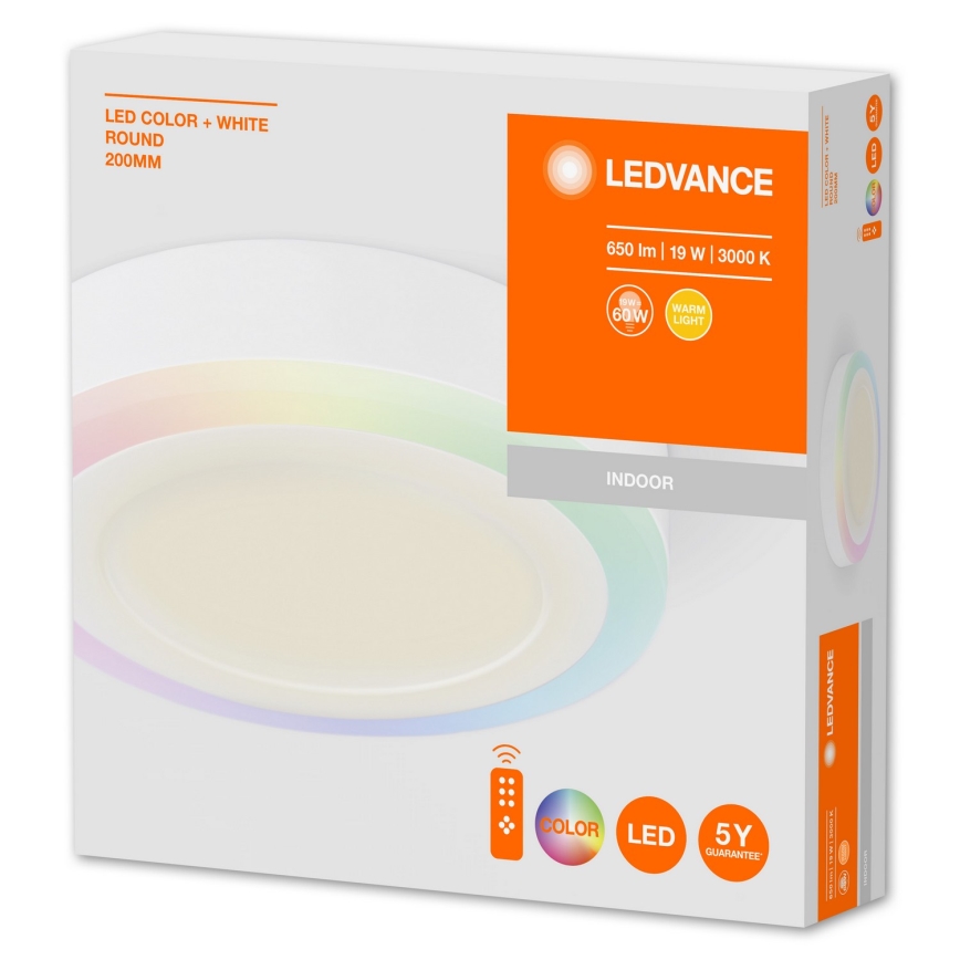Ledvance - LED RGB prigušiva plafonska svetiljka LED/19W/230V + daljinski upravljač