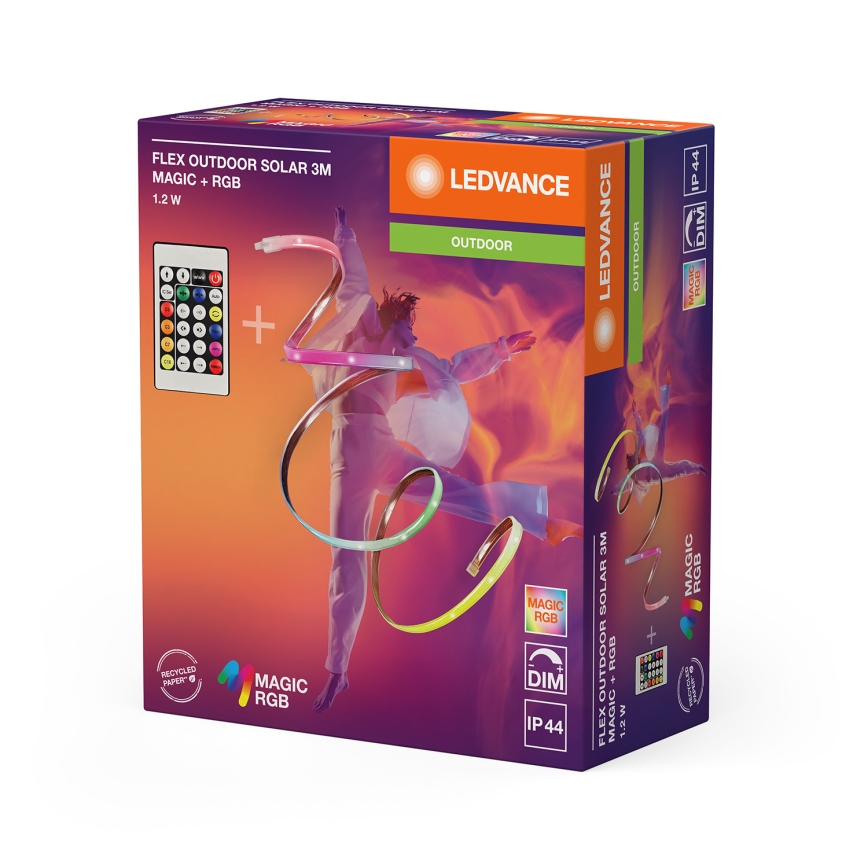 Ledvance - LED RGB prigušiva solarna traka FLEX MAGIC 3m LED/1,2W/5V IP44 + daljinski upravljač