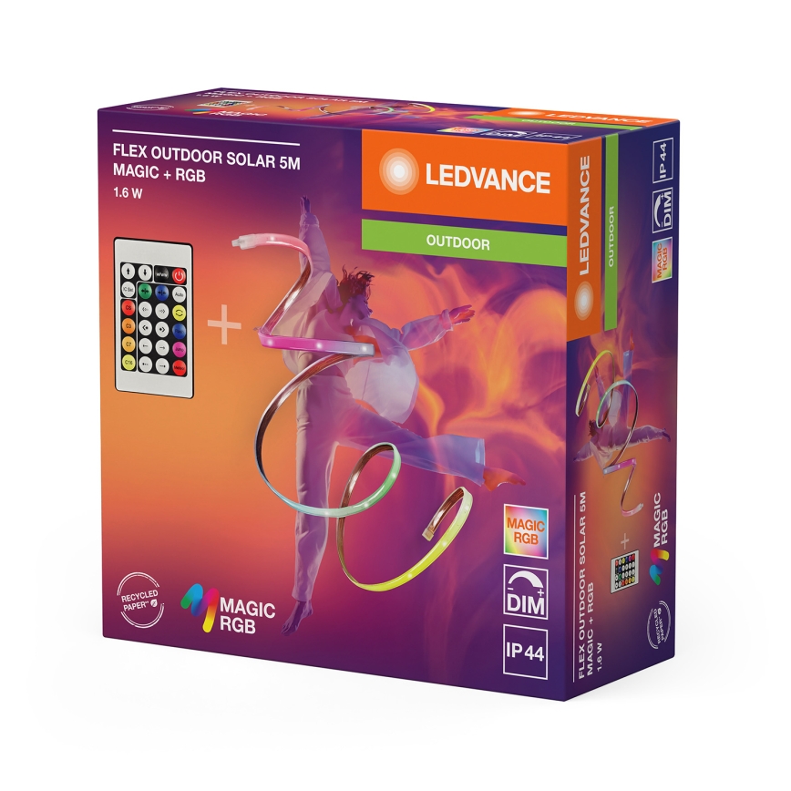 Ledvance - LED RGB prigušiva solarna traka FLEX MAGIC 5m LED/1,6W/5V + daljinski upravljač