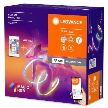 Ledvance - LED RGB prigušiva traka SMART+ MAGIC FLEX 3 m LED/15,5 W/230 V Wi-Fi + daljinski upravljač