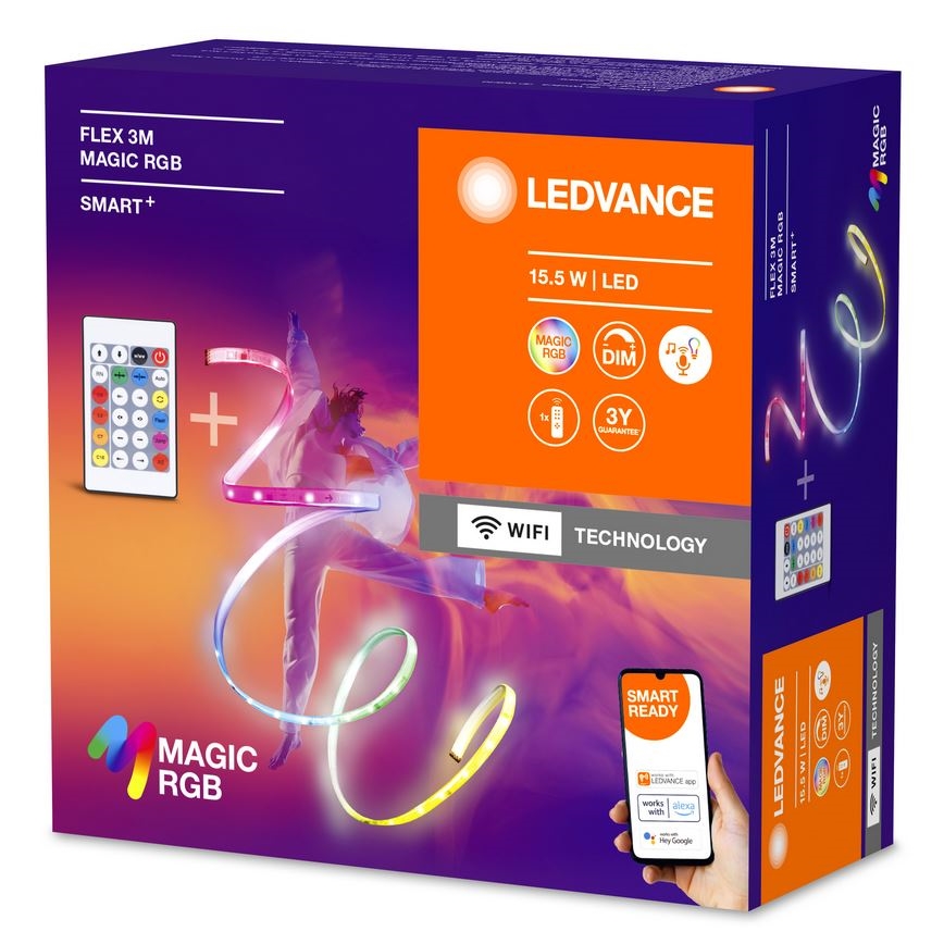 Ledvance - LED RGB prigušiva traka SMART+ MAGIC FLEX 3 m LED/15,5 W/230 V Wi-Fi + daljinski upravljač