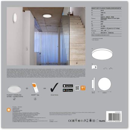 Ledvance - LED RGB+TW Prigušiva svetiljka SMART+ FRAMELESS LED/20W/230V 3000K-6500K Wi-Fi