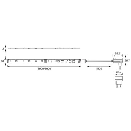 Ledvance - prigušiva LED RGBW traka FLEX 5m LED/14W/230V + daljinski upravljač