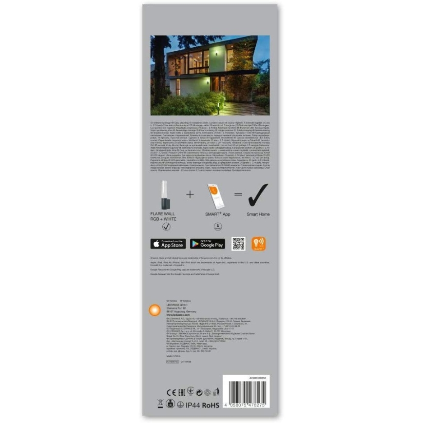 Ledvance - LED RGBW spoljašnja zidna svetiljka SMART+ FLARE LED/7,5W/230V IP44 Wi-Fi