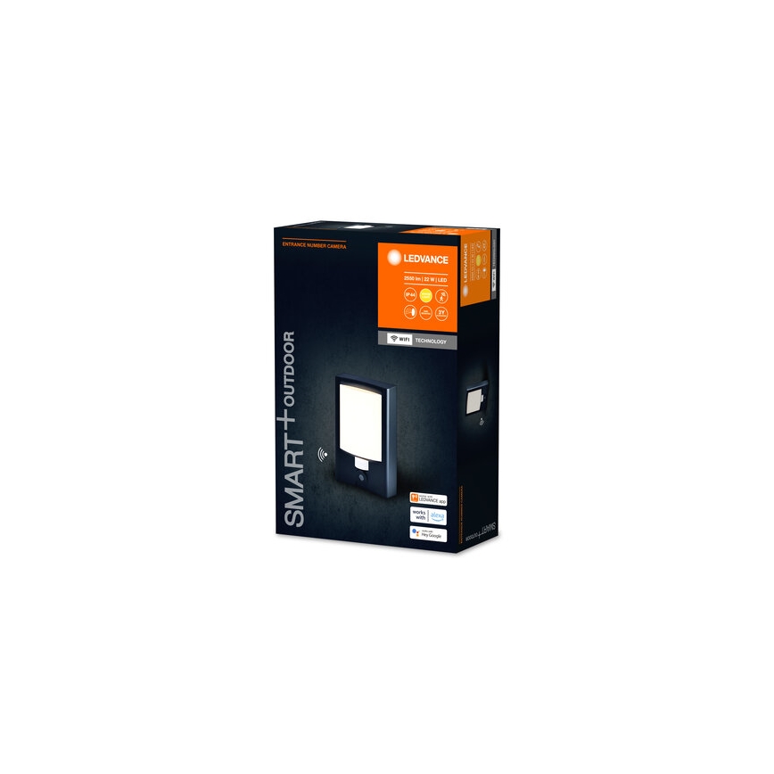 Ledvance - LED prigušiva spoljašnje zidno svetlo sa senzorom i kamerom SMART+ LED/22W/230V IP44 Wi‑Fi