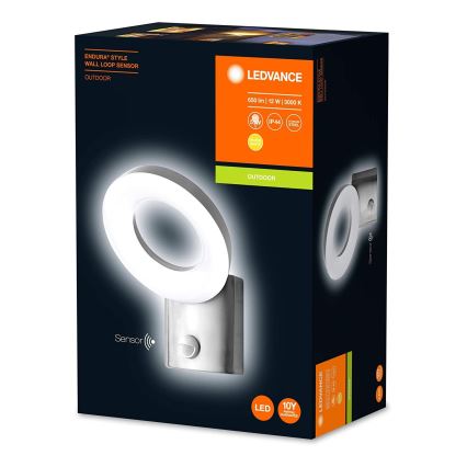 Ledvance - LED spoljašnja zidna svetiljka sa senzorom LOOP 1xLED/12W/230V IP44