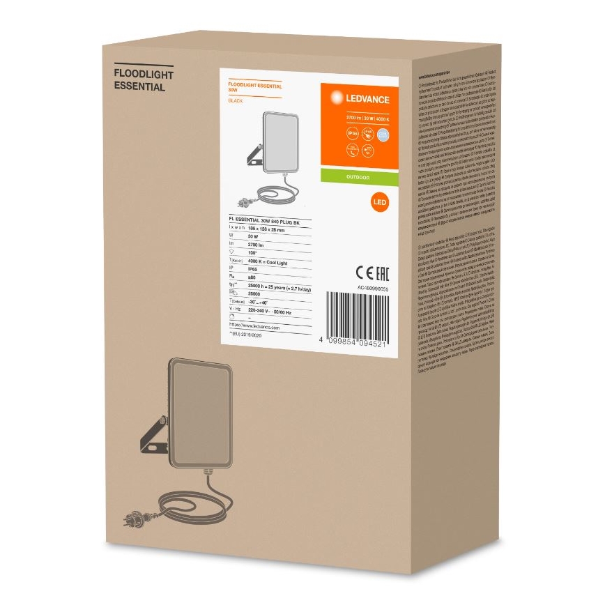 Ledvance - LED spoljašnji zidni reflektor FLOODLIGHT ESSENTIAL LED/30W/230V 4000K IP65