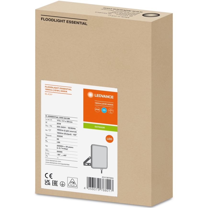 Ledvance - LED spoljašnji zidni reflektor FLOODLIGHT LED/20W/230V 4000K IP65