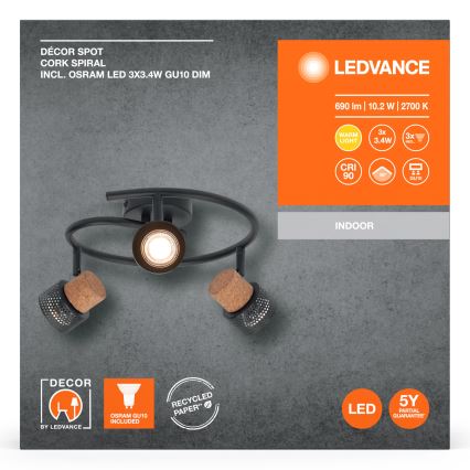 Ledvance - LED spot svetiljka DECOR CORK 3xGU10/3,4W/230V