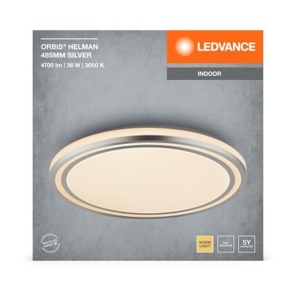 Ledvance - LED stropno svetlo ORBIS HELMAN LED/36W/230V prečnik 48,5 cm, srebrna