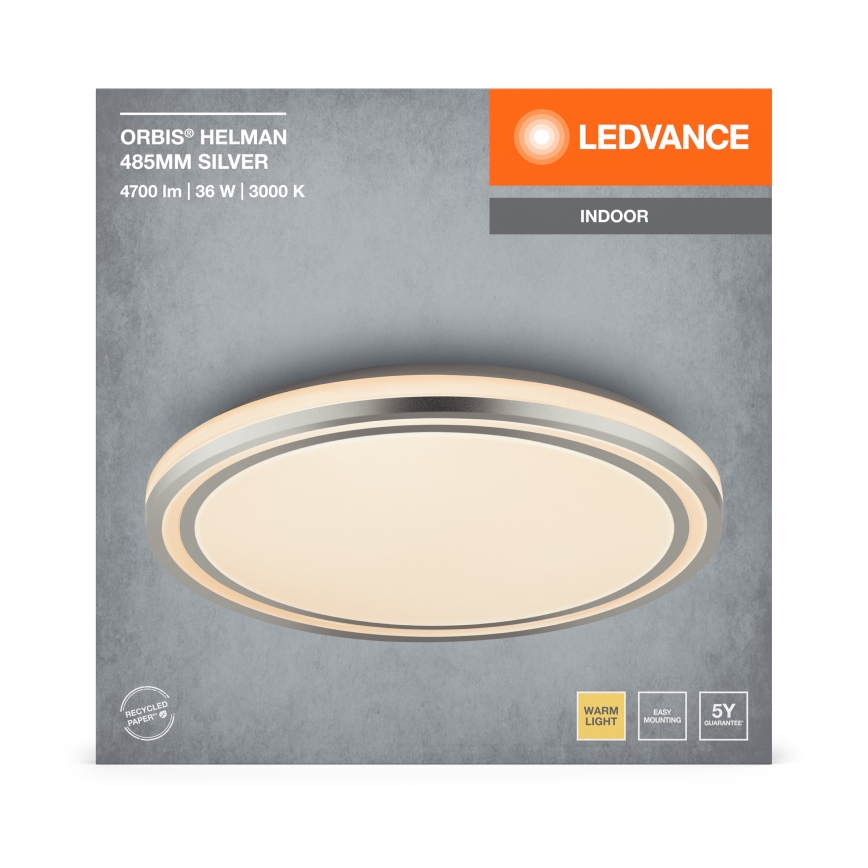 Ledvance - LED stropno svetlo ORBIS HELMAN LED/36W/230V prečnik 48,5 cm, srebrna