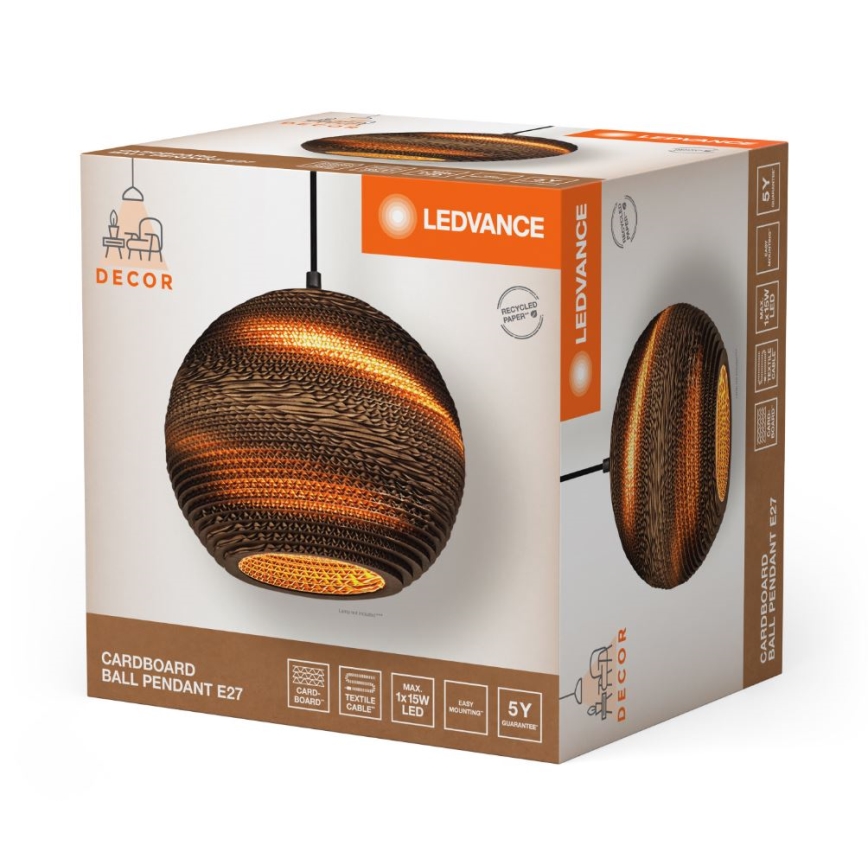 Ledvance - Luster na sajli DECOR CARDBOARD 1xE27/15W/230V prečnika 26 cm