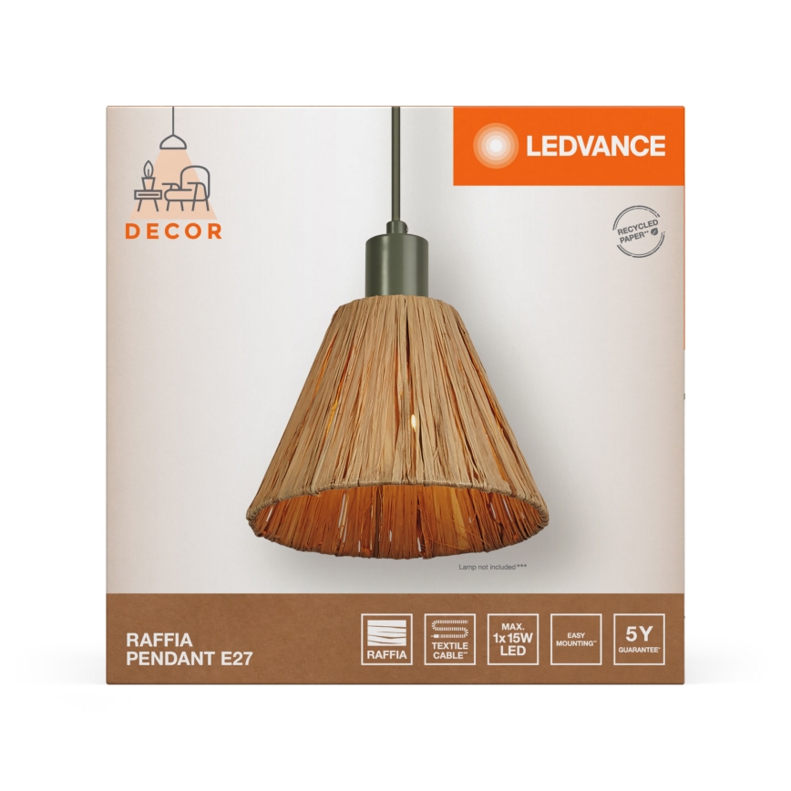 Ledvance - Luster na sajli DECOR RAFFIA 1xE27/15W/230V rafija