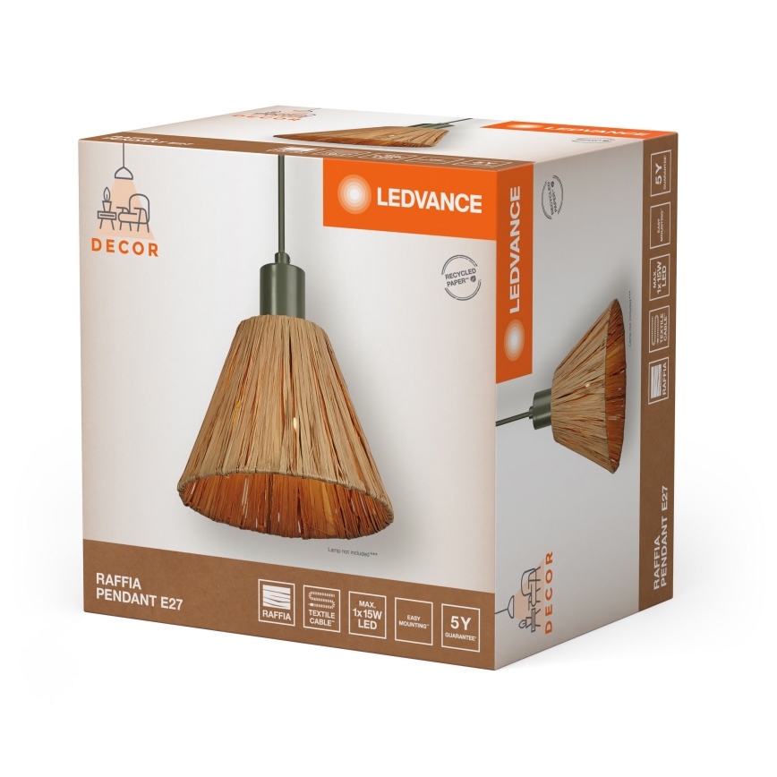 Ledvance - Luster na sajli DECOR RAFFIA 1xE27/15W/230V rafija