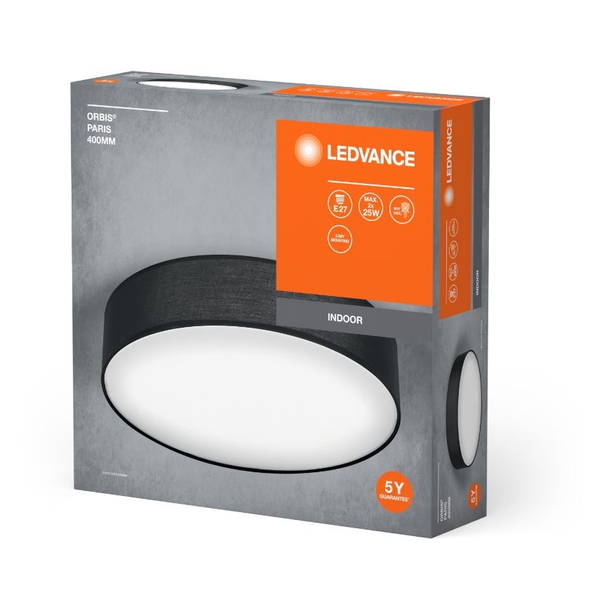 Ledvance - Plafonsko svetlo ORBIS PARIS 2xE27/25W/230V crna