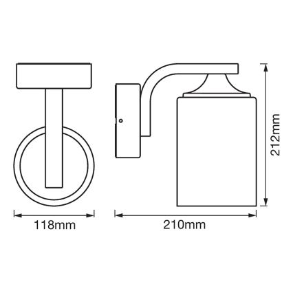 Ledvance - Spoljašnja zidna svetiljka CYLINDER 1xE27/60W/230V IP43 crna