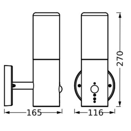 Ledvance - Spoljašnja zidna svetiljka sa senzorom FIGO CYLINDER 1xE27/20W/230V