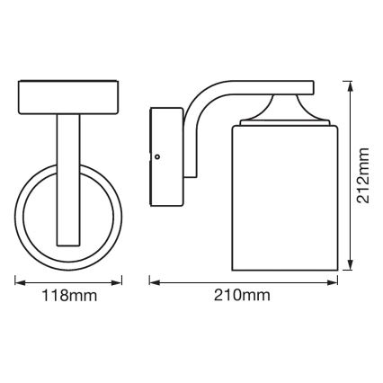 Ledvance - Spoljno zidno svetlo CYLINDER 1xE27/60W/230V IP43