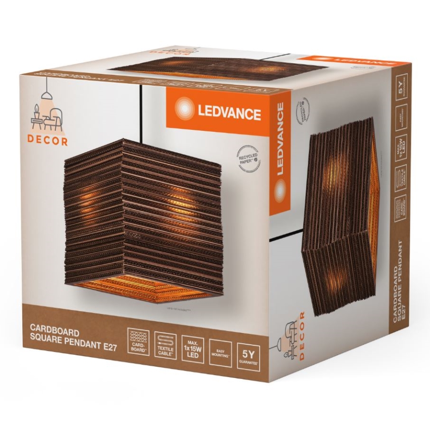 Ledvance - Viseća lampa na kablu DECOR CARDBOARD 1xE27/15W/230V 25x25 cm