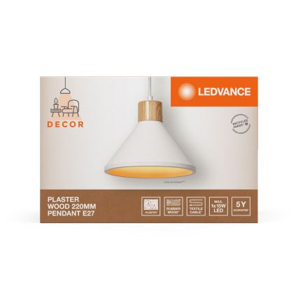 Ledvance - viseći luster na sajli DECOR PLASTER 1xE27/25W/230V, prečnik 22 cm, bela (gips)