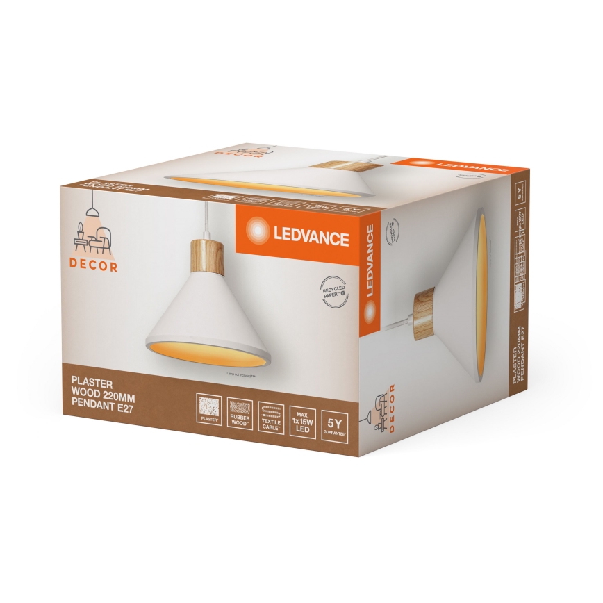 Ledvance - viseći luster na sajli DECOR PLASTER 1xE27/25W/230V, prečnik 22 cm, bela (gips)