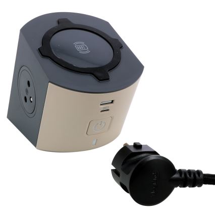 Legrand 049402 - Višestruka utičnica sa prekidačem 2Z Tip E + USB-A + USB-C i bežičnim punjenjem 10W 2m braon