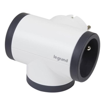 Legrand 049436 - Rotirajući razdelnik utičnica 3Z Tip E bela/crna