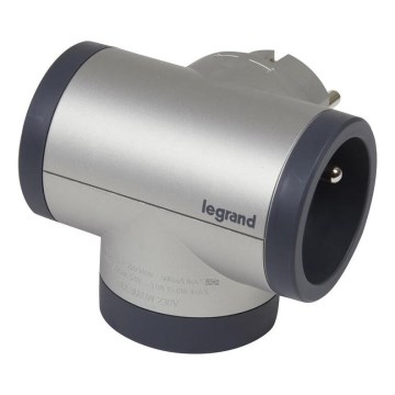 Legrand 049439 - Rotirajući adapter za utičnice 2Z Tip E + USB-A + USB-C srebrna/crna