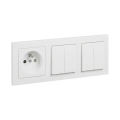 Legrand - 2x dvostruki serijski prekidač br. 5 i kućna utičnica sa ramom SUNO 250V bela