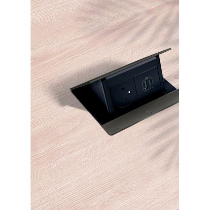 Legrand 654802 - Okvir za utičnicu za ploču stola POP-UP 4M, crni