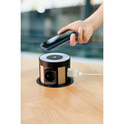 Legrand 654981 - Stubni razvodnik za radnu ploču stola 4x 230 V + 2x USB-A + 2x USB-C + bežično punjenje