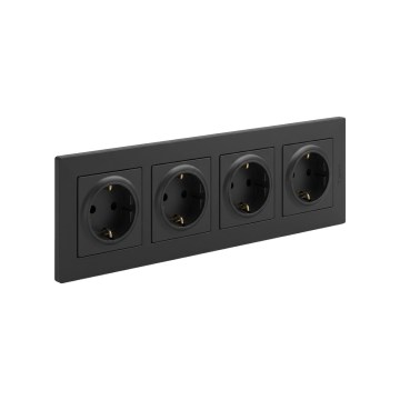 Legrand - Četvorostruka kućna SCHUKO utičnica sa okvirom NILOE STEP 250V crna